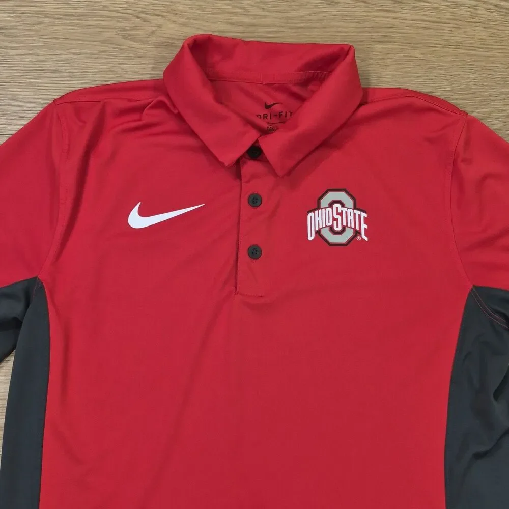Ohio State Buckeyes Nike Performance Polo Shirt Adult S Red Black Short Sleeve